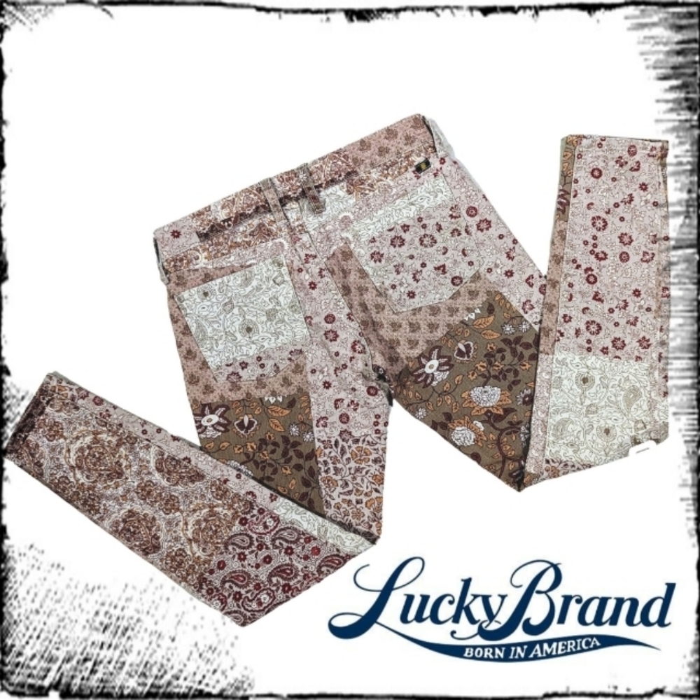 Lucky Brand Charlie Skinny Jeans - Boho Floral Paisley Patchwork Size 2/26